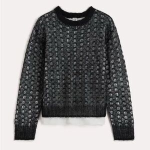 EUC Toteme Mohair Lace Knit Crewneck Sweater, Black & Cream - Womens XS